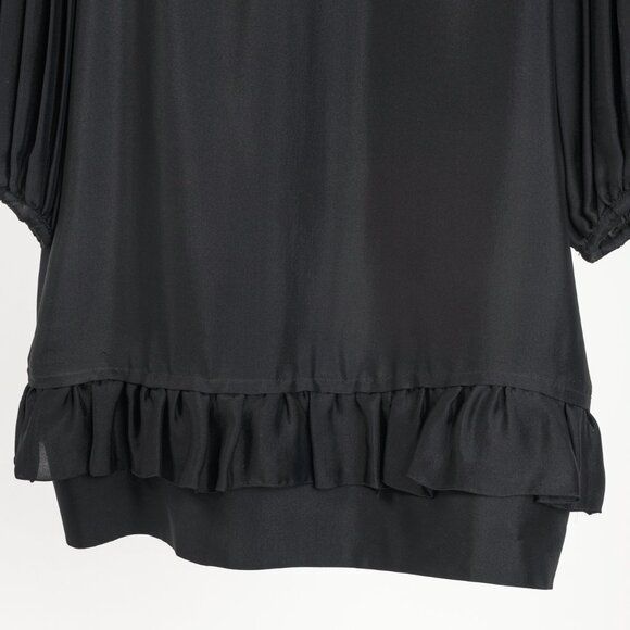Stella McCartney Black Silk Satin Ruffle-Trim Long-Sleeve Mini Dress - Picture 6 of 10
